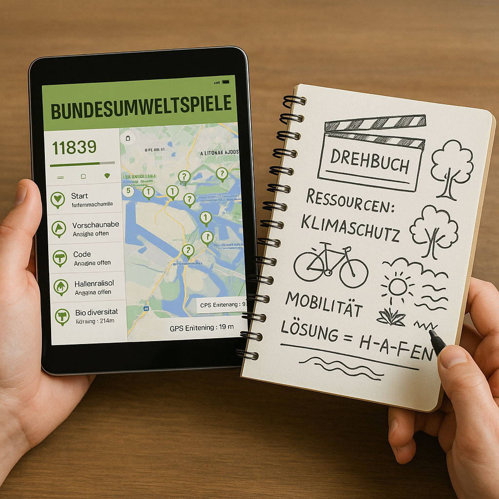 Spieleapp auf Ipad und Notizheft